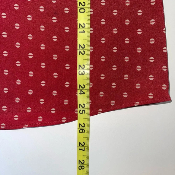 BCBG Paris Red & White Printed Tie Neck V-neck Long Sleeve Blouse Xsmall Women’s - Picture 8 of 11